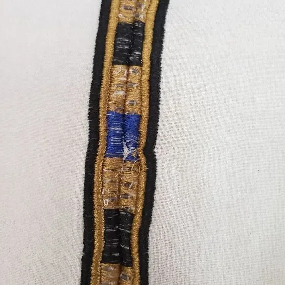 Del Lago Medium NWT Beige Long Sleeve Boho Beaded Embroidered Cropped Jacket - Picture 12 of 15